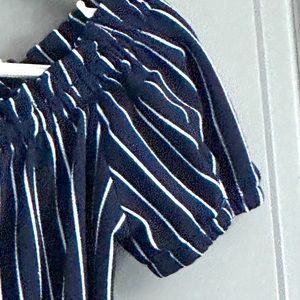 Confortable romantic crop top Navy blue/ white stripes